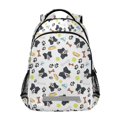 Border Collie Dog Backpack for Girls Boys School Bookbags Elementary Daypack Lightweight Waterproof Laptop Large Capacity Bag for kids