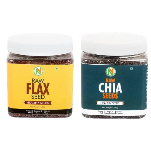 NatureVit Chia Seeds and Flax Seeds Combo, 500g | Raw Flax - 250g, Chia Seeds - 250g | Immunity Combo | All Premium. (B0B3S9H5PD) Amazon Price History, Amazon Price Tracker