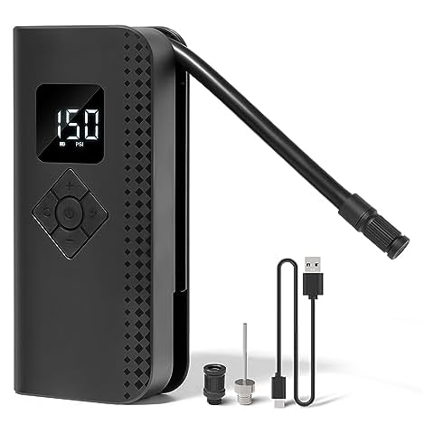 Himiway Tire Inflator Portable Air Compressor, 150PSI 4000mAh Cordless Air Pump with Accurate Pressure LCD Display LED Light, Mini Tire Pump for Car, Bike, Motorcycles, Ball, Swim Rings Cover