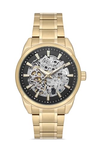 Image of Ferro Roma Eterna Skeleton Black Round Dial Men's Watch - FM40106A-B2
