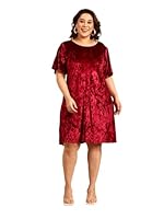 The Pink Moon Womens Knee Length Plus Size Fit & Flare Solid Wine Color Velvet Dress - (DRS_15P_Wine_Wine_2XL)