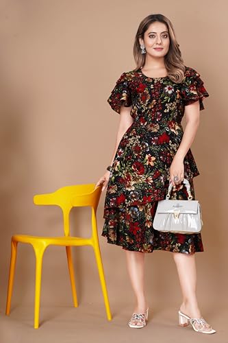 Image of Women Floral Print Sleeve Layred Dress