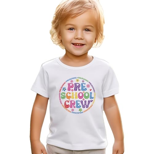 Pre-School Crew #1 Toddler Shirts, 2T-4T, Girls, Colorful, Flowers, Great for The First Day of School Or Everyday Wear
