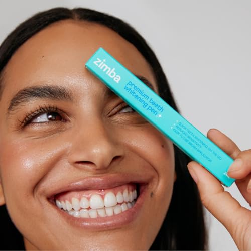 zimba travel teeth whitening pen - effective travel-friendly and easy to use gel whitening pen - stain remover and teeth whitener for coffee wine soda and other stains 1 pack