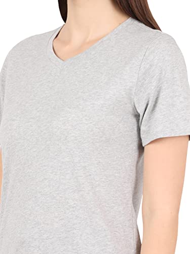 Image of Jockey AW89 Women Super Combed Cotton Rich Fabric Relaxed Fit V-Neck Half Sleeve T-Shirt