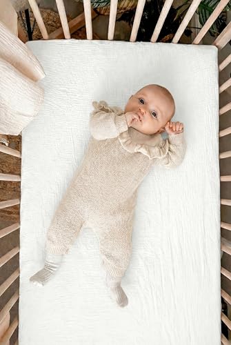 Image of Pack and Play Sheets for Baby Boy and Girl 2 Pack, Neutral Muslin Cotton Pack N Play Mattresses Sheet 27 inchx39 inch, Muslin Nursery Bedding Soft and Breathable Comfort (White & White)