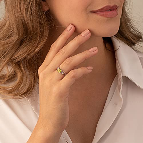 Peora Genuine Peridot Ring For Women 925 Sterling Silver, 1.25 Carats Round Shape, Cathedral Style Solitaire, Size 8 #TOP1