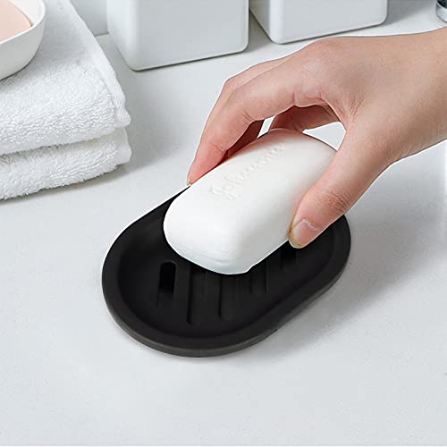 Topsky Praktische Seifenschale im 2er-Pack: Einfache Reinigung, hält Seife trocken, ideal für Bad und Küche (Schwarz) 3