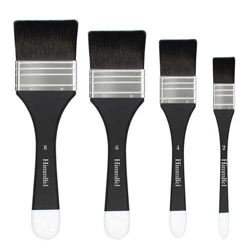 Himmlfel Pinceles Planos, 4 Pinceles Planos para Pintura acrílica,...