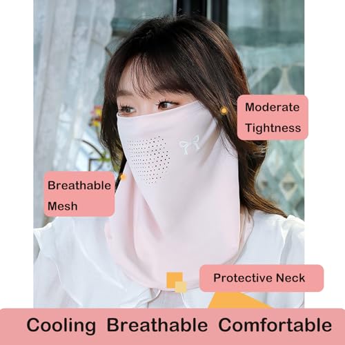 2Pcs UV Face Mask Sun Protection Neck Gaiter + Cooling UV Sun Protection Arm Sleeves, Washable Reusable3