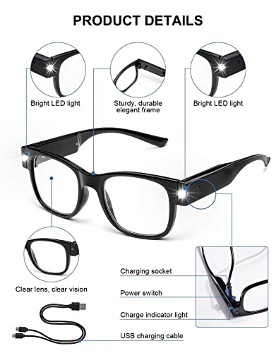 Okh Reading Glasses With Lights, Rechargeable, Bright Led Lighted Readers 3.0, Hands-Free 180% Magnifying Eyeglasses For Close Work, Reading, Unisex #TOP1