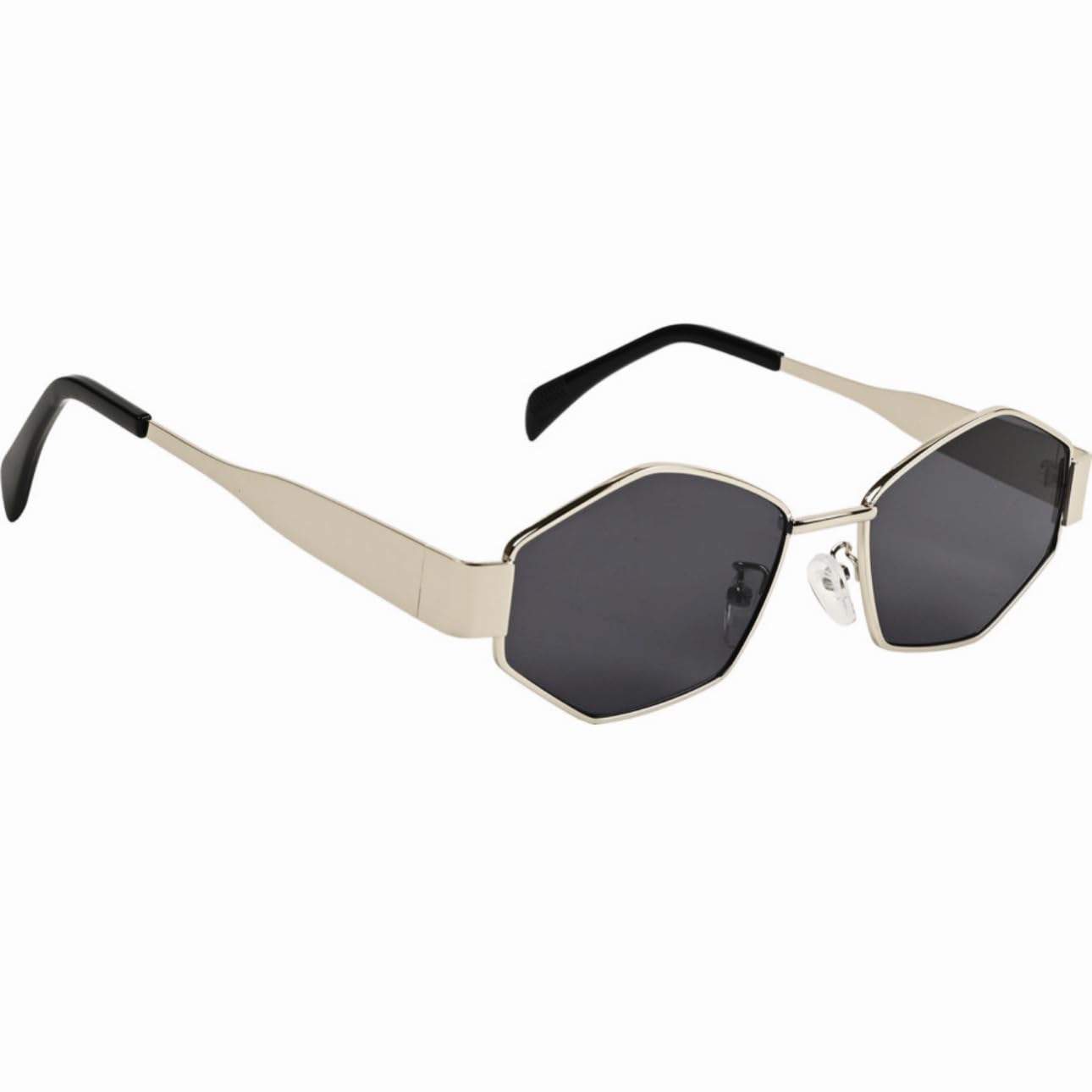 sunwear Diamond-Shaped Small Octagonal Polarized Sunglasses for Women Men Classic Retro Metal Frame Polygon Sun Glasses UV400 Protection SILVER - BLACK, M6117 NEW 8KONA OVAL SILVR BLK_BZ-picture-33