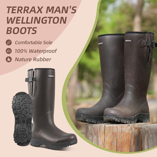 Image of Men's Waterproof Rubber Boots - 6mm Neoprene, 15 inch Shaft, Dual-Sole Anti-Fatigue Rain & Mud Boots for Farm & Wet Work, Fishing, Irrigation - Lightweight Soft Toe