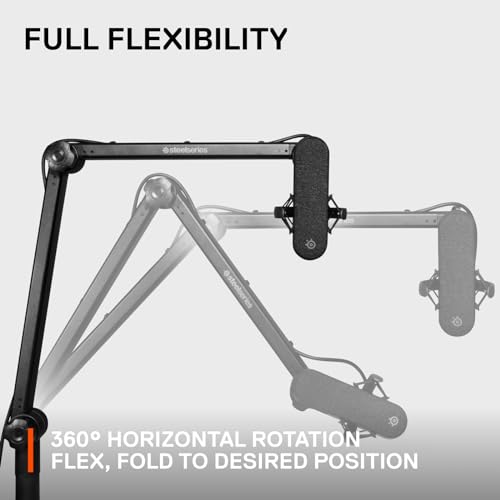 Image of SteelSeries Alias /Alias Pro Mic Boom Arm - For Gaming, Streaming, and Podcasting - 360 Rotation - Desk Clamp - Folding Scissor Design - Hidden Springs - Cable Management - 3 /8 inch and 5 /8 inch Adapters