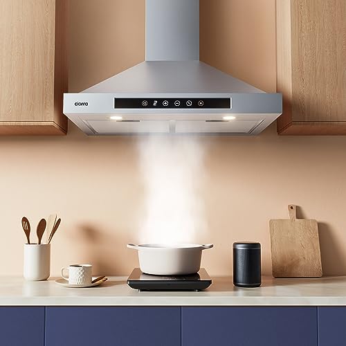 Image of CIARRA Smart Range Hood 30 inch with Voice Control, Compatible with Alexa /Google Home /Smart Life Assistant, Kitchen Vent Hood in Stainless Steel with 2 Level LED Lighting, 3 Speed Fan, CAS75308W