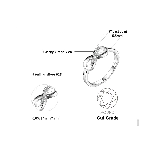 Image of JewelryPalace 14k White Yellow Rose Gold Plated 925 Sterling Silver Rings for Women, Cubic Zirconia Promise Rings for Her, Stackable Wedding Bands Rings for Women Infinity Forever Love Knot Ring