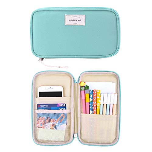 Preisvergleich Produktbild Oyachic Multifunktionale Federmäppchen Mädchen Mäppchen Leinwand Schreibwaren Bleistift Tasche Mit Reißverschluss Pen Pouch Reisen Kosmetiktaschen (Himmelblau)