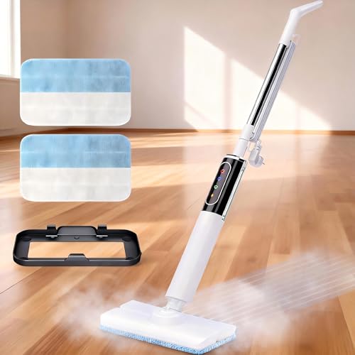 Advwin 1200W Steam Mop, Household Hard Floor Cleaner Steamer 20s Fast Heating, with LED Touch, 2x Washable Dirt Grip Pads, 350ML Removable Tank, 80+120 Swivel Head, 5M Cord, for Multi-surfaces, Carpet