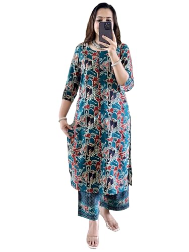 Image of ANNI Designer Women's Rayon Viscose Straight Printed Kurta with Pant