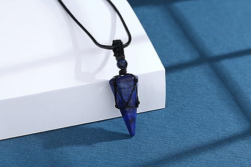 Image of XIANNVXI Healing Crystal Necklace for Men Jewelry Gift | Adjustable Black Rope Natural Gemstone Pendant