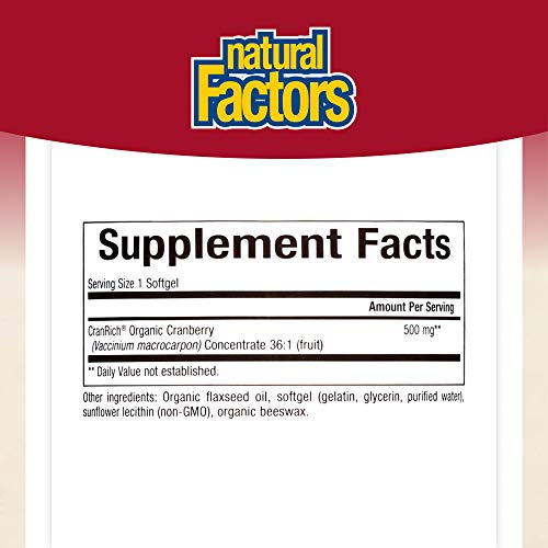 Cranrich By Natural Factors, Super Strength Cranberry Concentrate, Antioxidant Supplement For Urinary Tract Support, Non-Gmo, 90 Softgels (90 Servings) #TOP1