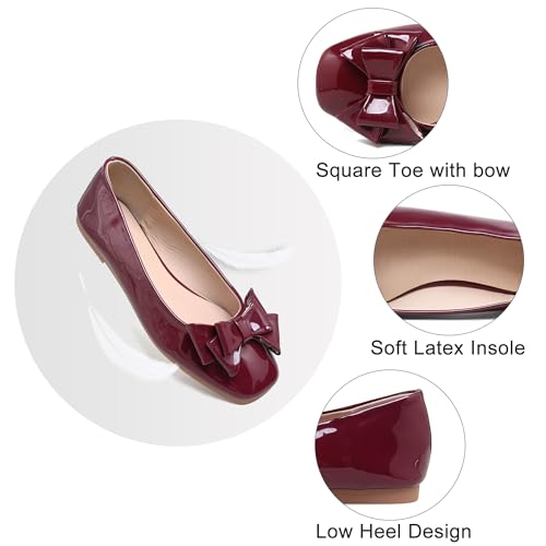 Image of Dear Time Women's Casual Foldable Ballet Flats Square Toe Ballerina Flats Shoes Comfortable
