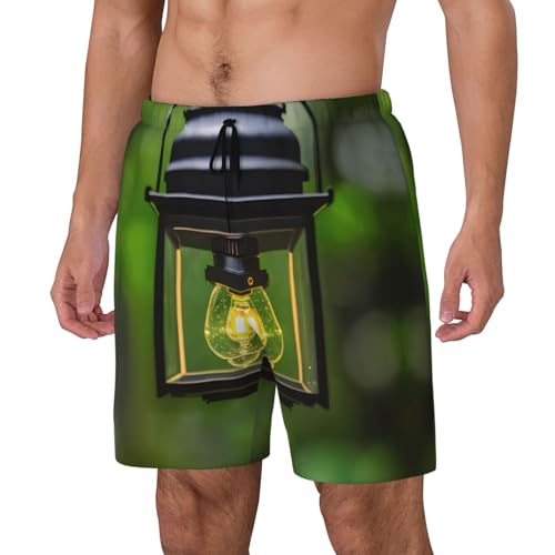 Firefly and Lantern Men's Soft Double Swim Shorts, Lounge Swiming Shorts Pants Breathable Summer2