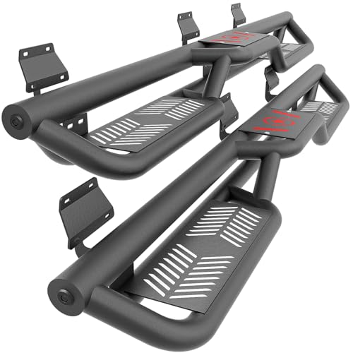 YZONA Running Boards SuperCrew Cab Compatible for 2015-2025 Ford F150 & 2017-2025 Ford F250 F350 Super Duty Crew Cab Side Step, Two Stairs Design Side Bars Nerf Bar (Pickup 4-Door)