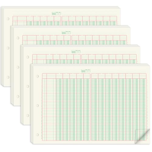 gisgfim 13 Column Ledger Columnar Analysis Pad 3 Hole Analysis Accounting Book 16.4 x 11 inch Ledger Paper Pad Double Page Format Columnar Pads for Business Accounting Bookkeeping & Data(4 Pads)