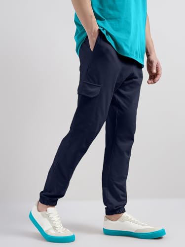 Image of Veirdo 100% Pure Cotton Regular Fit Mid Rise Trackpants with Side Pocket for Men & Boys