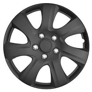 BDK Matte Black Hubcaps Wheel Covers for Toyota Camry 2006-2014 (16 inch) – Four (4) Pieces Corrosion-Free & Sturdy – Full Heat & Impact Resistant Grade – Replica Replacement (KT-1021-MBK)