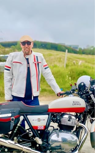 Men’s Vintage Racing Speed White Bomber Biker Costume Motorcycle Stripe Lambskin Leather Jacket4