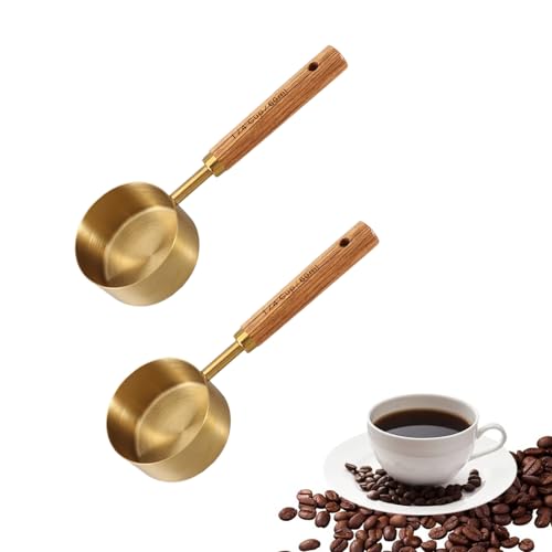 Juego 2 Medidores 1/4 Taza Acero Inoxidable Mango Madera miniatura 1