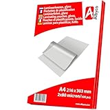 Albyco Laminierfolien, Laminiertaschen - Format A4, 216x303 mm - Dicke 2x80 (160) Mikron - Glänzend - 100 Stück - Transparent