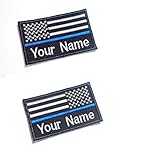 CUSTOM NAME THIN BLUE LINE POLICE SWAT USA FLAG 9X5.5 CM Morale Patch Hook Backing