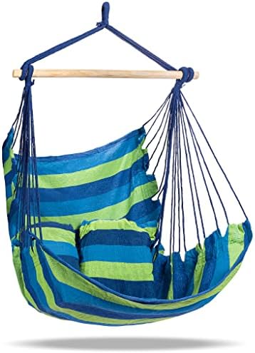 Sorbus Stylish Swing Chair - Fine Cotton Weave for Super Comfort & Durability- Hanging Hammock Chair w/2 Seat Cushions- Portable Outdoor Hanging Chair w/Hardware Kit - Indoor Outdoor Use - Max 265lbs