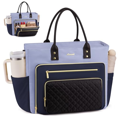 Image of LOVEVOOK Teacher Tote Bag for Women Work, Laptop Bag With Large Cup Holder, Nurse Bags Professional Computer Briefcase, Business Large Purses Handbag, Mother Gift, 15.6 Inch