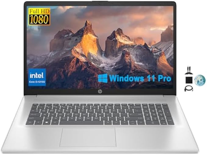 HP 17.3" FHD Business Laptop 2024, 32GB RAM, 1TB SSD, 12th Gen Intel Core i3-1215U (6-Core, Beat i5-1135G7), Wi-Fi, Long Battery Life, Webcam, Numpad, Windows 11 Pro, KyyWee Accessories