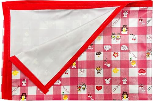 Image of Waterproof PVC Plastic Mattress Protector Double Bed Flat Bedsheet with Elastic for Babies Girls & Boys (Pink Goodday)