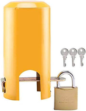 Faucet Lock, Multi-Purpose Protective Cover for tap Faucet and Valve Outdoor,tap Lock Padlock Outdoor Faucet Locking Anti-Theft System (Style A - Small Opening（Yellow）)