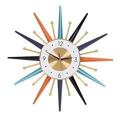 Large Wall Clock 22 Inch, Mid Century Wall Clock Starburst Clock Modern Decor Silent Non Ticking photo Large Wall Clock 22 Inch, Mid Century Wall Clock Starburst Clock Modern Decor Silent Non Ticking