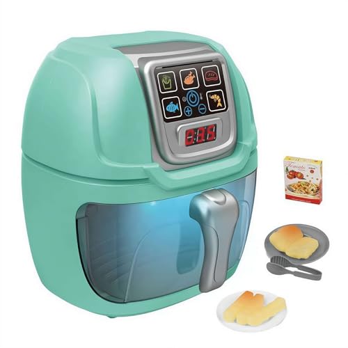 Simulated Air Fryer Pretend Play Toy, Play Kitchen Accessories, Simulated Air Fryer Role-Playing Toy for Toddler 3-5 5-7 (Green)