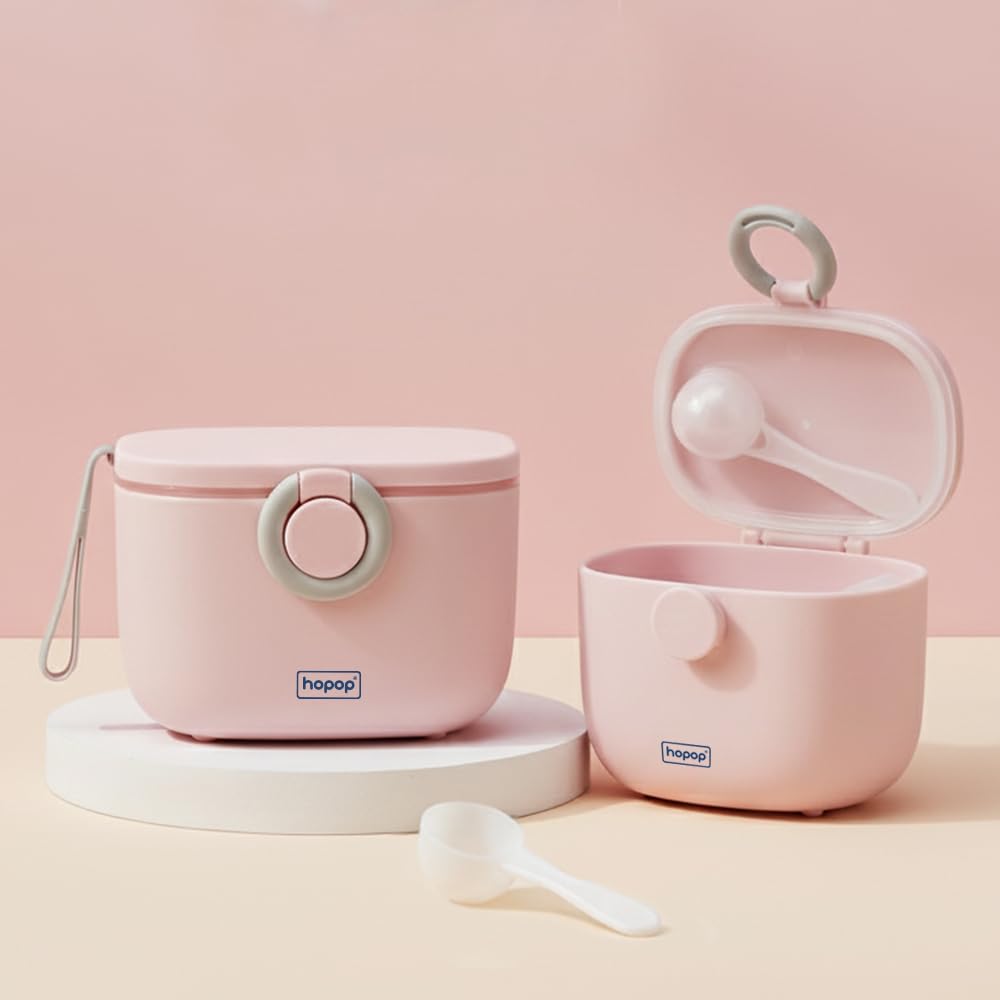 Hopop Baby Milk Powder Container | Multi-Functional Food Storage Container | First Feed Box with Scoop Spoon | BPA Free | 170 gm | Pink-image-42