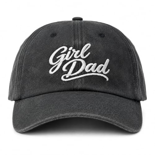 JZYEGSW Girl and Dad Hat for Men Washed Cotton Adjustable Baseball Cap with White Script Embroidery