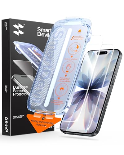Image of SMARTDEVIL 2 Pack for iPhone 17 Screen Protector, 9H Hardness Military Grade Shatterproof, HD Clear Tempered Glass with Auto Dust-Elimination, Bubble Free, Easy Installation, Case Friendly