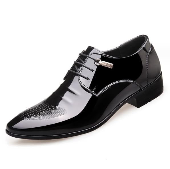RimholdMen's Dress Shoes Business Oxfords Patent Leather Lace-ups Classic Brogues Wedding Shoe Office Loafers Formal Derbys