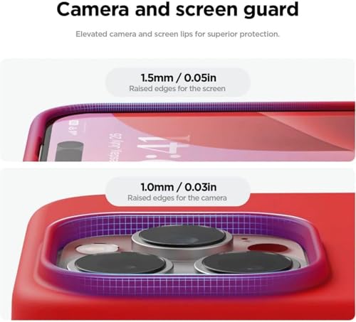 Image of Premium Liquid Silicone Case for iPhone 16 Pro - Slim Full Body Protective Back Cover with Soft Microfiber Lining, Anti-Slip Grip Scratch Resistant Phone Case (Red)