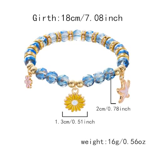 Bracelet perles de cristal bleu extensible fini les fermoirs difficiles à mettre