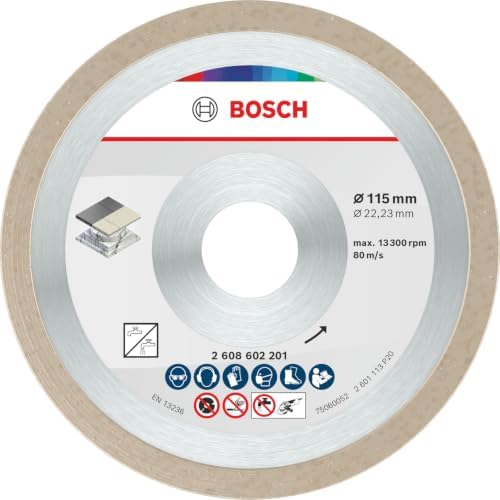 Bosch Professional 1X Standard For Ceramic Diamond Cutting Disc (For Stone, Tile, Ø 115 X 22,23 X 1,6 X 7 mm, Accessories For Angle Grinders)