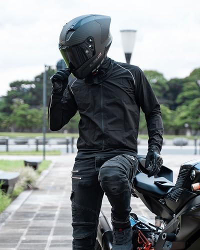 RIDEIRON Motorradjacke Herren Winddichte Leichte Gefütterte für alle Jahreszeiten Wasserdicht UPF40+ Sonnenschutz Kompakt Tragbar Geeignet zum Motorradf Klettern Schwarz XL